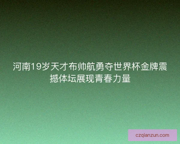河南19岁天才布帅航勇夺世界杯金牌震撼体坛展现青春力量