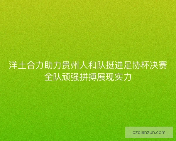 洋土合力助力贵州人和队挺进足协杯决赛全队顽强拼搏展现实力
