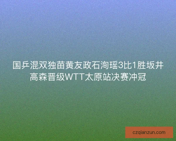 国乒混双独苗黄友政石洵瑶3比1胜坂井高森晋级WTT太原站决赛冲冠 国乒混双独苗黄友政石洵瑶3比1胜坂井高森晋级WTT太原站决赛冲冠