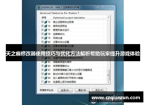 天之痕修改器使用技巧与优化方法解析帮助玩家提升游戏体验